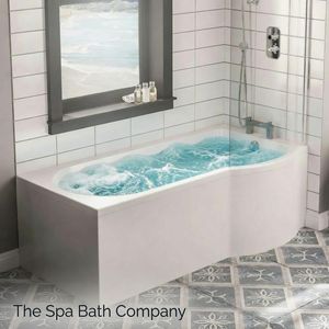 SBC - Beaufort Portland RH 1700 x 850 x 750 mm 12 Jet P Shaped Shower Bath