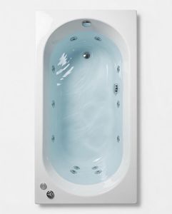 1700 x 800 mm 12 Jet Trojan Cascade Whirlpool Bath filled with water