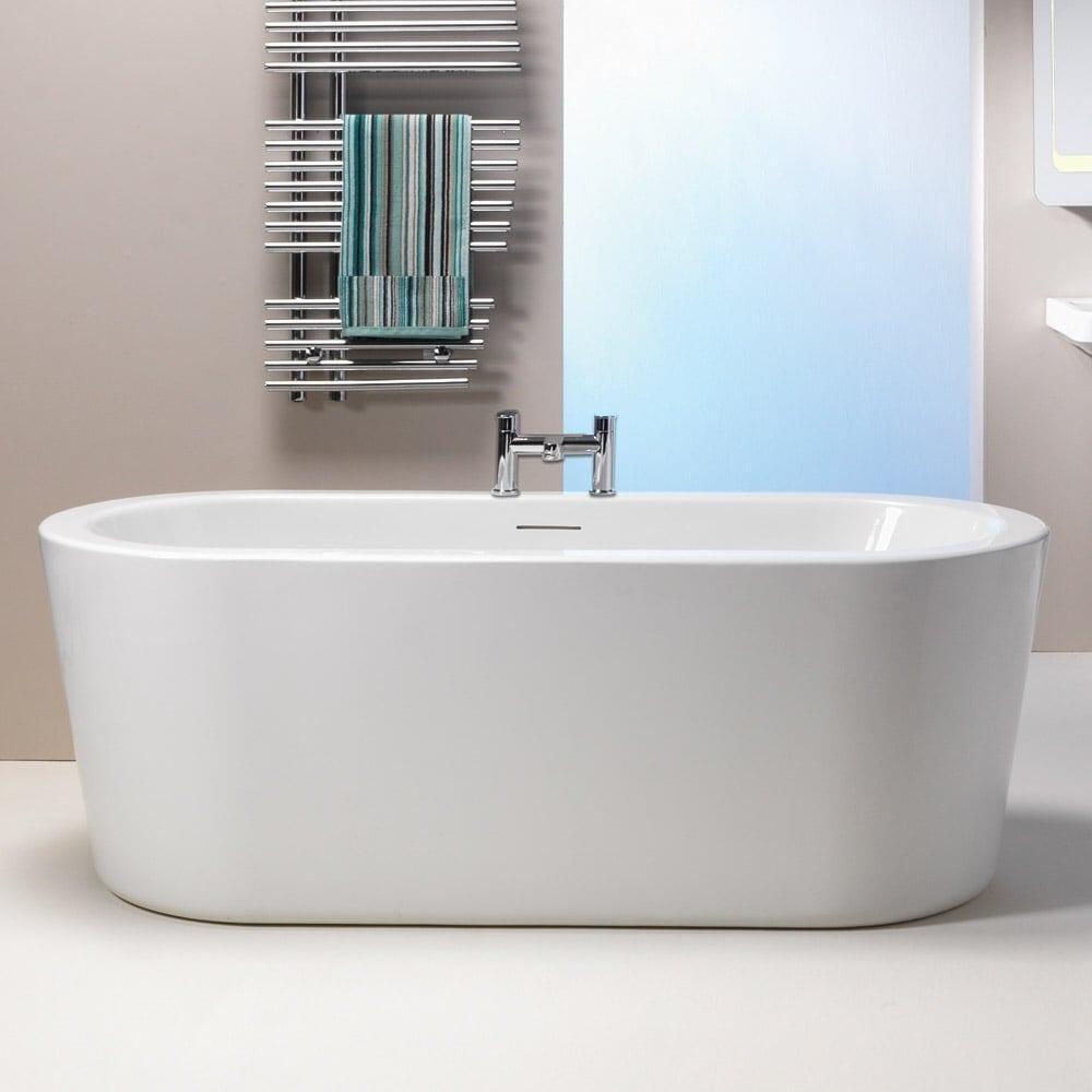 Luxurious freestanding bath as focal point in spacious bathroom