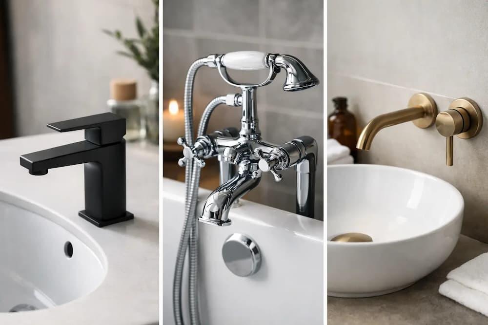 Quality bathroom taps and brassware in a calm UK spa-style bathroom