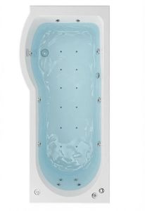 Beaufort Portland LH 1500 x 850 x 750 mm 24 Jet P Shaped Shower Bath Overhead