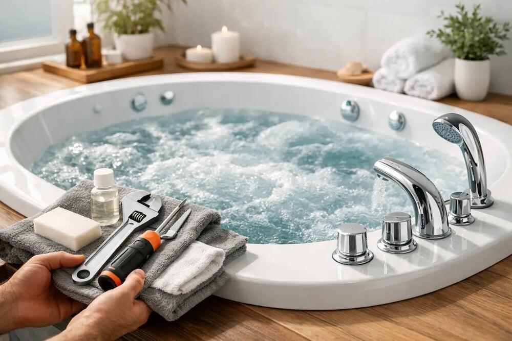 Whirlpool bath maintenance checklist – clean spa bath ready for use