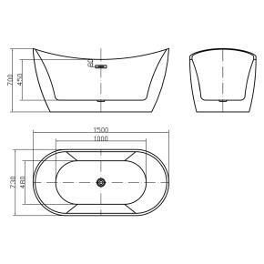 Cardigan Freestanding Double-Ended Bath tech drawing