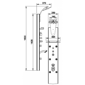 Technical Drawing Ultra Sola Dream Thermostatic Shower Tower A39