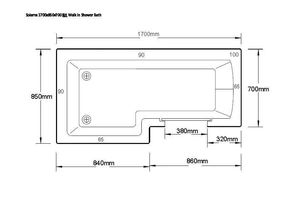 SBC - Right Hand Bathe Easy Walk-in Solarna L Shape 12 Jet Whirlpool Shower Bath Technical