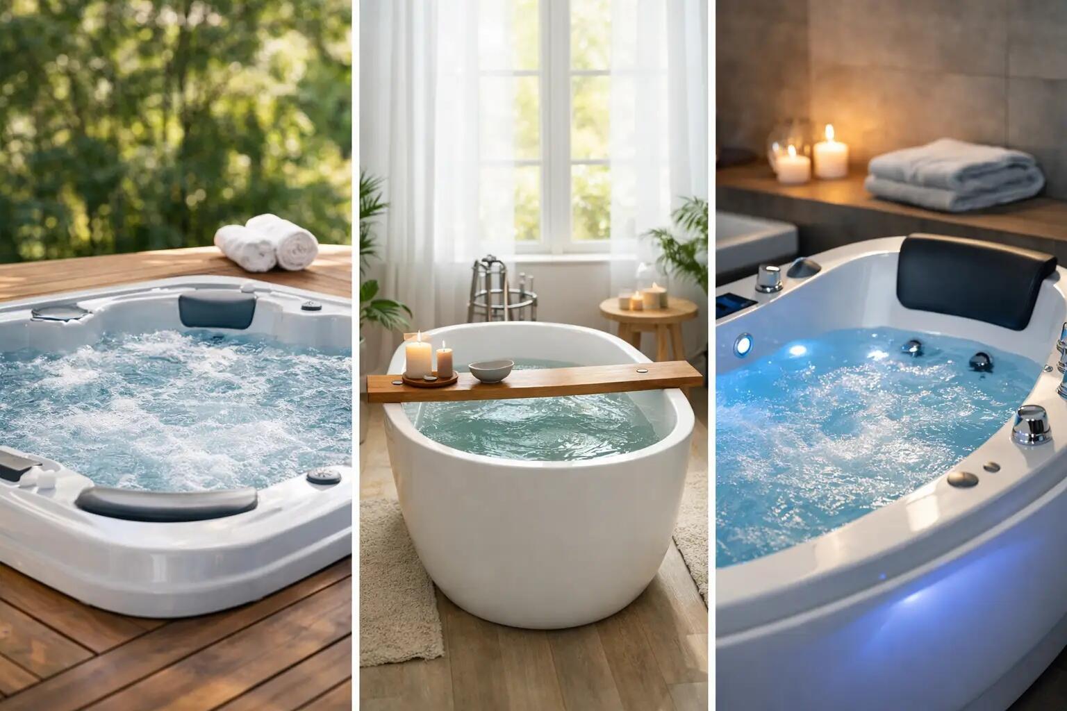 Best spa baths for home - modern UK bathroom featuring a premium whirlpool or spa bath as the focal point, with calm lighting, quality finishes and a practical, relaxing layout