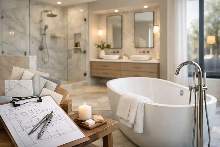 Measuring a bathroom for a double-ended whirlpool bath