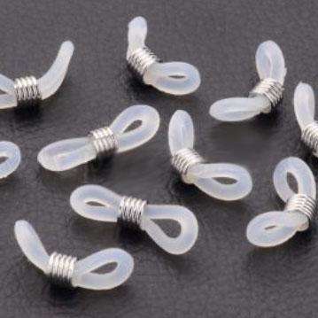 Eye Glasses Cord Strap Holder - Clear Rhodium 10pcs