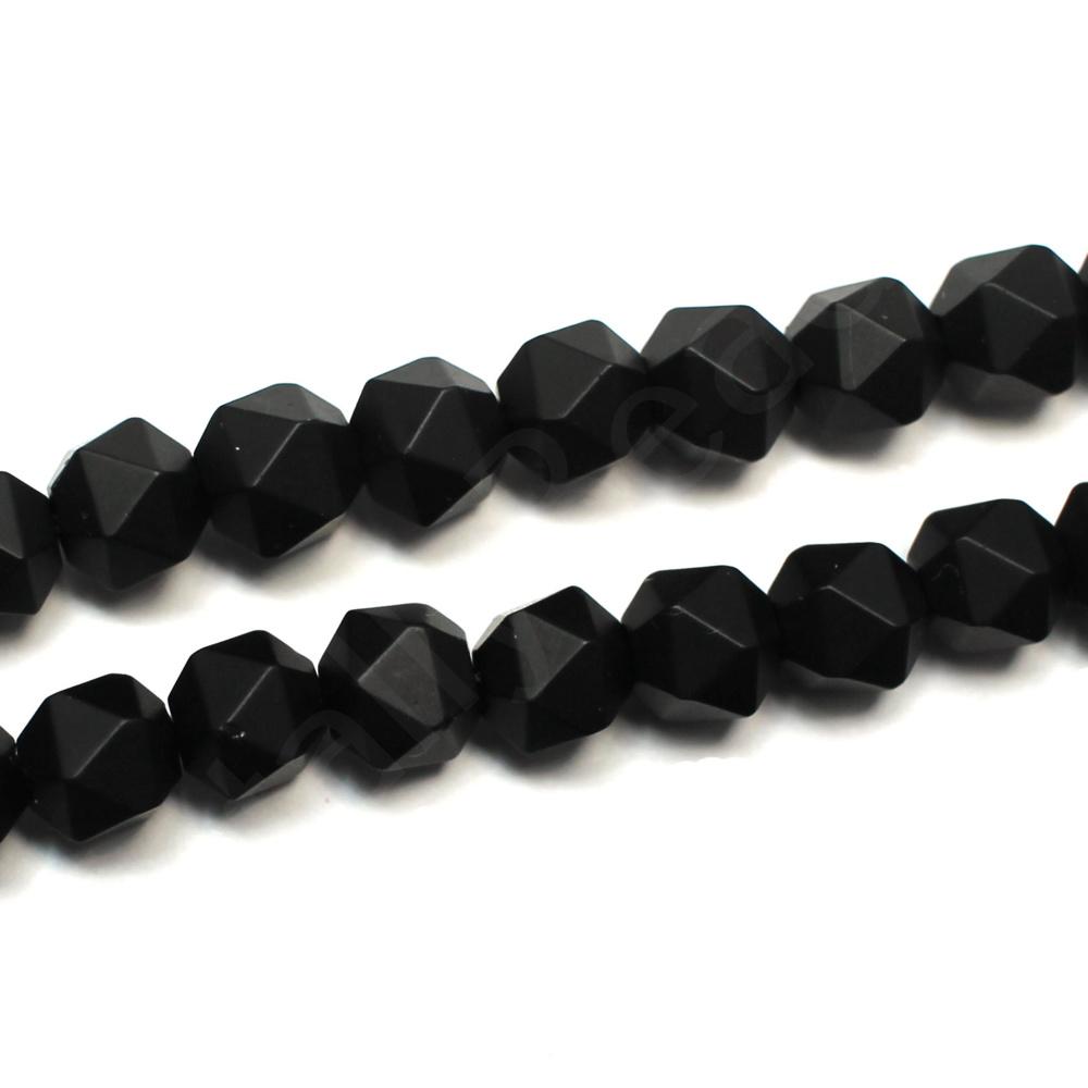 Synthetic Onyx Faceted Nugget 7-8mm Matt