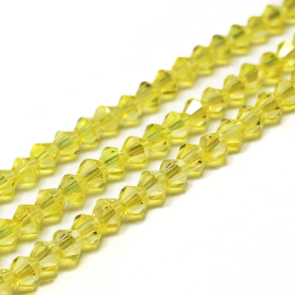 4mm crystal bicone beads yellow ab — AB finish, faceted for jewelry making and beadwork