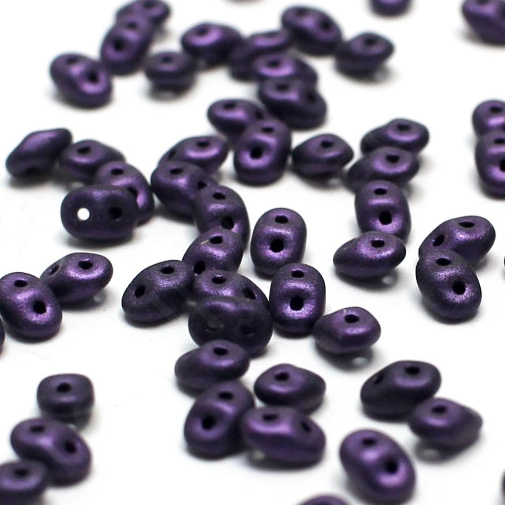 10g Czech glass Rulla beads met. suede purple — two-hole beads for jewelry making and bead weaving