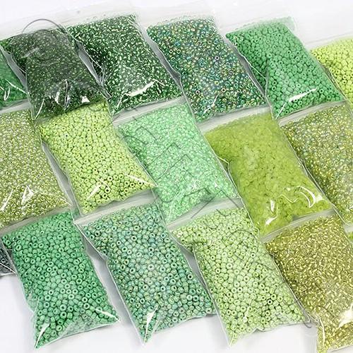 Size 11 Seed Beads Mix 10 x 25g - Green