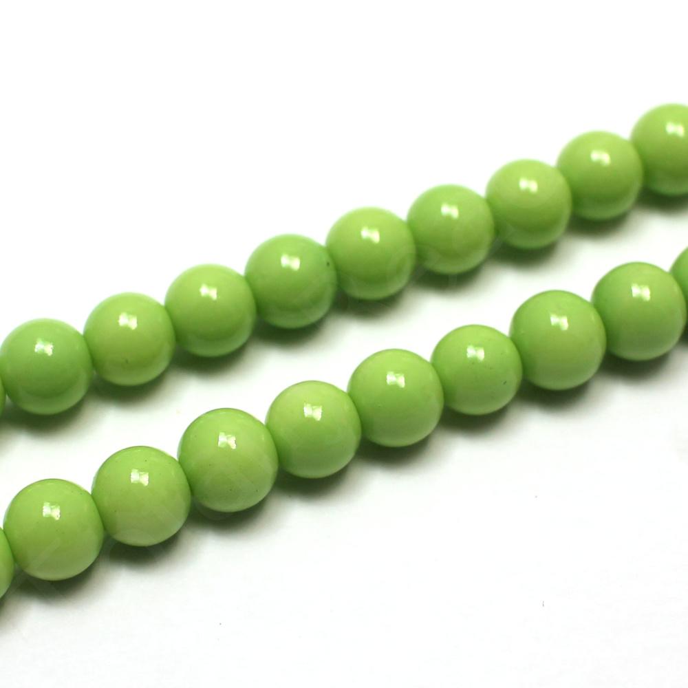 Opaque Glass Round Beads 8mm - Lime Green