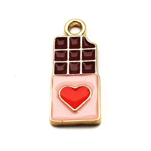 Enamel Gold Charm - Chocolate 2pc
