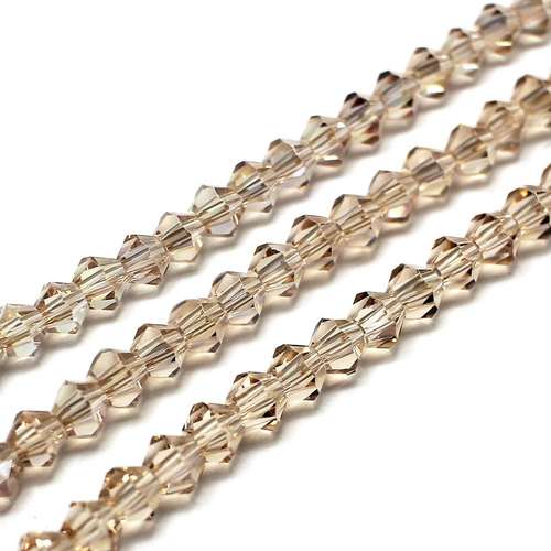 4mm crystal bicone beads champagne ab — AB finish, faceted for jewelry making and beadwork