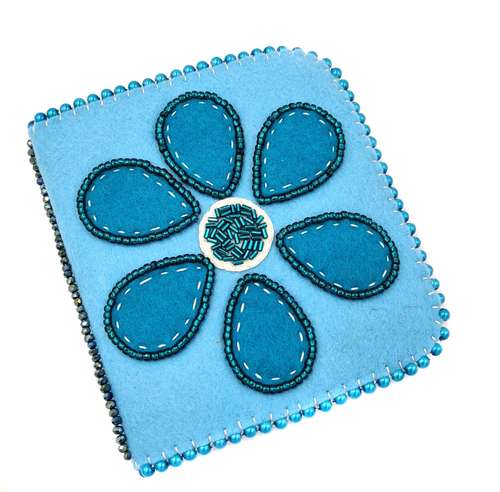 Felt Needle Case aqua jewelry making kit — DIY set with beads and instructions for creating handmade jewelry