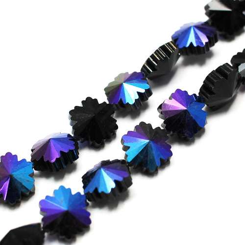 12mm crystal beads black rainbow plate 13x12mm — faceted for jewelry making and beadwork
