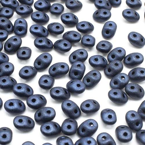 10g Czech glass Rulla beads met. suede dark blue — two-hole beads for jewelry making and bead weaving