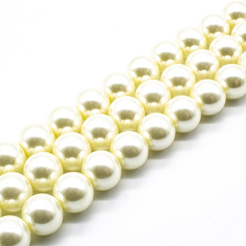 Glass Pearl Round Beads 12mm - Buttercream