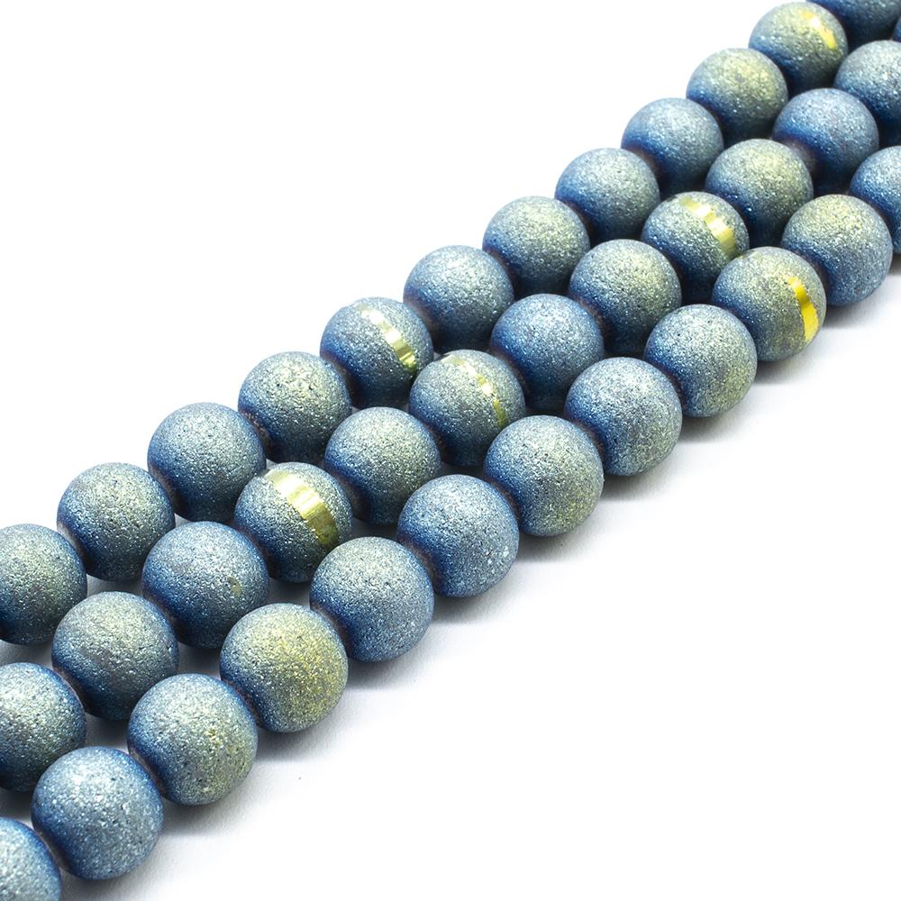 Druzy Round Glass Beads - 10mm Green