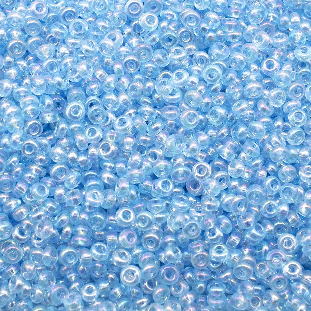 FGB Seed Beads Size 12 Trans Rainbow Powder Blue - 50g