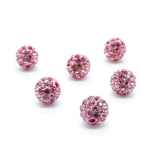Shamballa Bead 8mm Round - Pink 1pc
