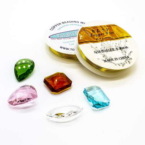 Crystal Stone Wire Wrapping 5 Pack gold jewelry making kit — DIY set with beads and instructions for creating handmade jewelry