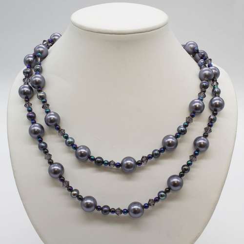 Shell Pearl & Pearl Necklace Bundle grey necklace making kit — DIY set with beads and instructions for creating handmade jewelry