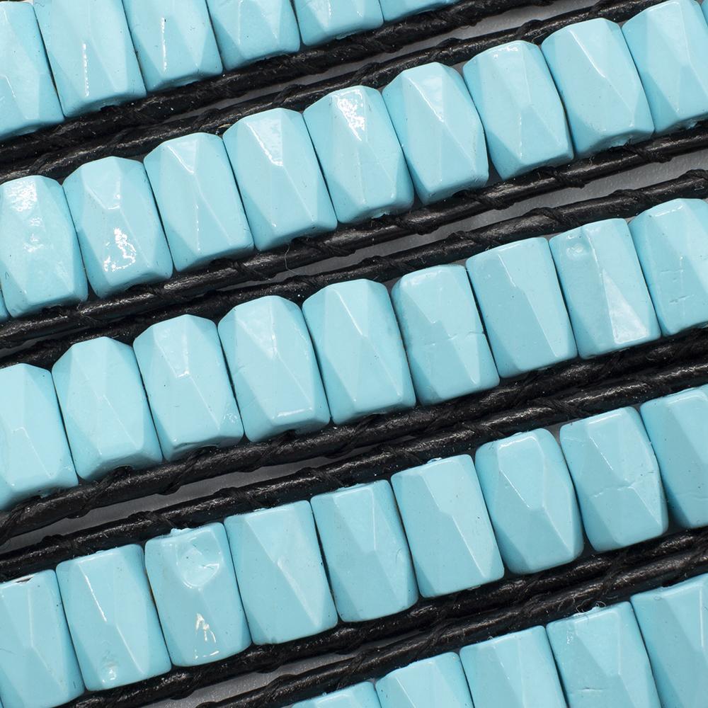 Hematite Facet Tubes 5x8mm - Sky Blue 30pcs