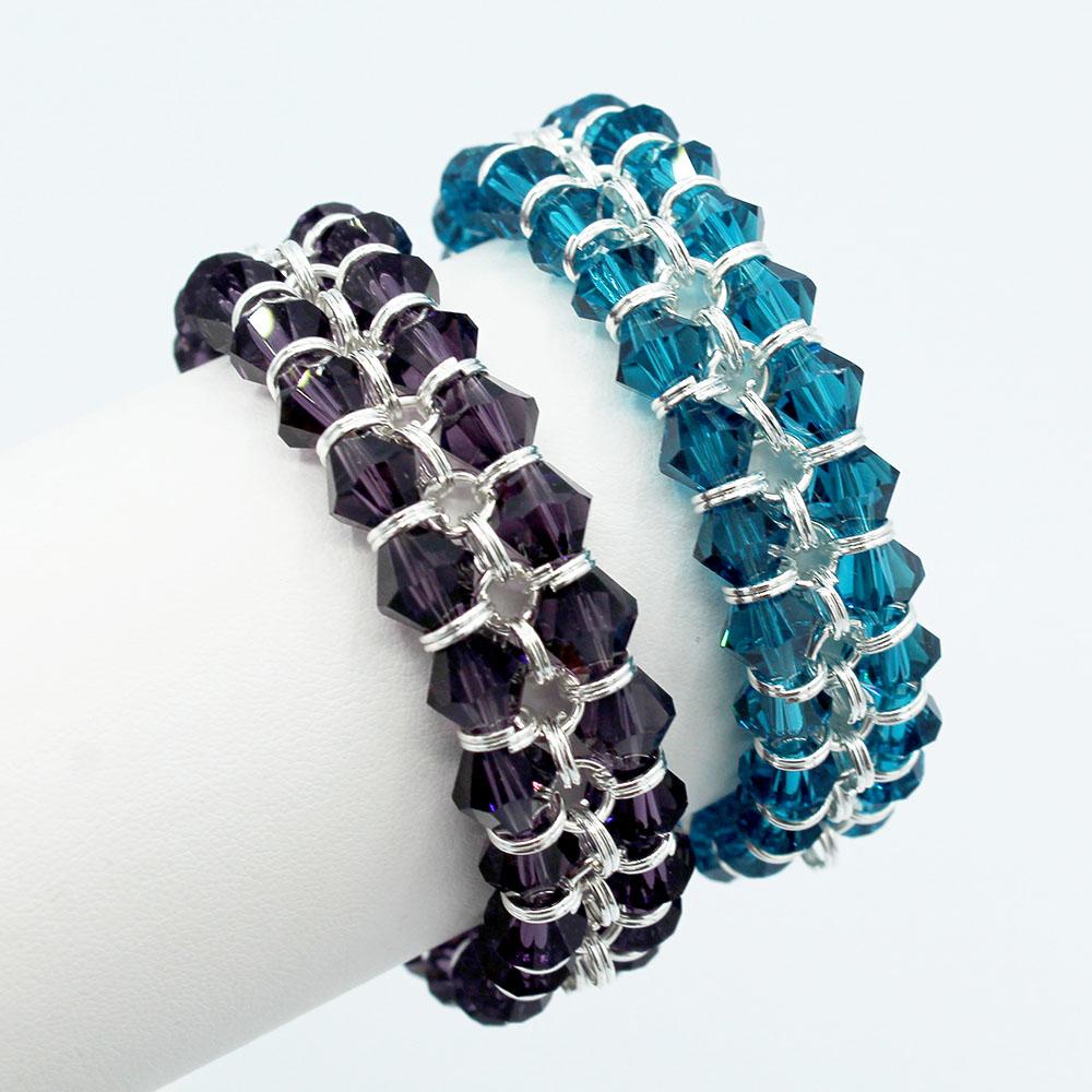Emma Bicone Bracelets - Purple Turquoise