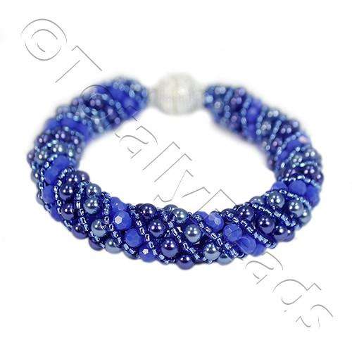 Russian Spiral 2 Necklace Bracelet brilliant blue bracelet making kit — DIY set with beads and instructions for creating handmade jewelry
