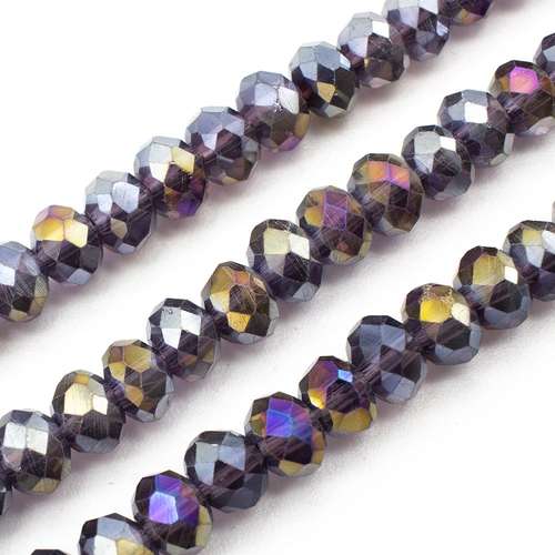 6mm crystal beads purple ab, pack of 100 — AB finish, faceted for jewelry making and beadwork
