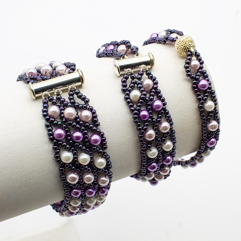 Snake Stitch Make 3 Bracelets - Project kit - Purple