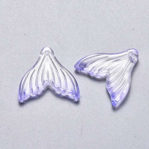 Mermaid Tail 19mm glass purple silver 8pcs