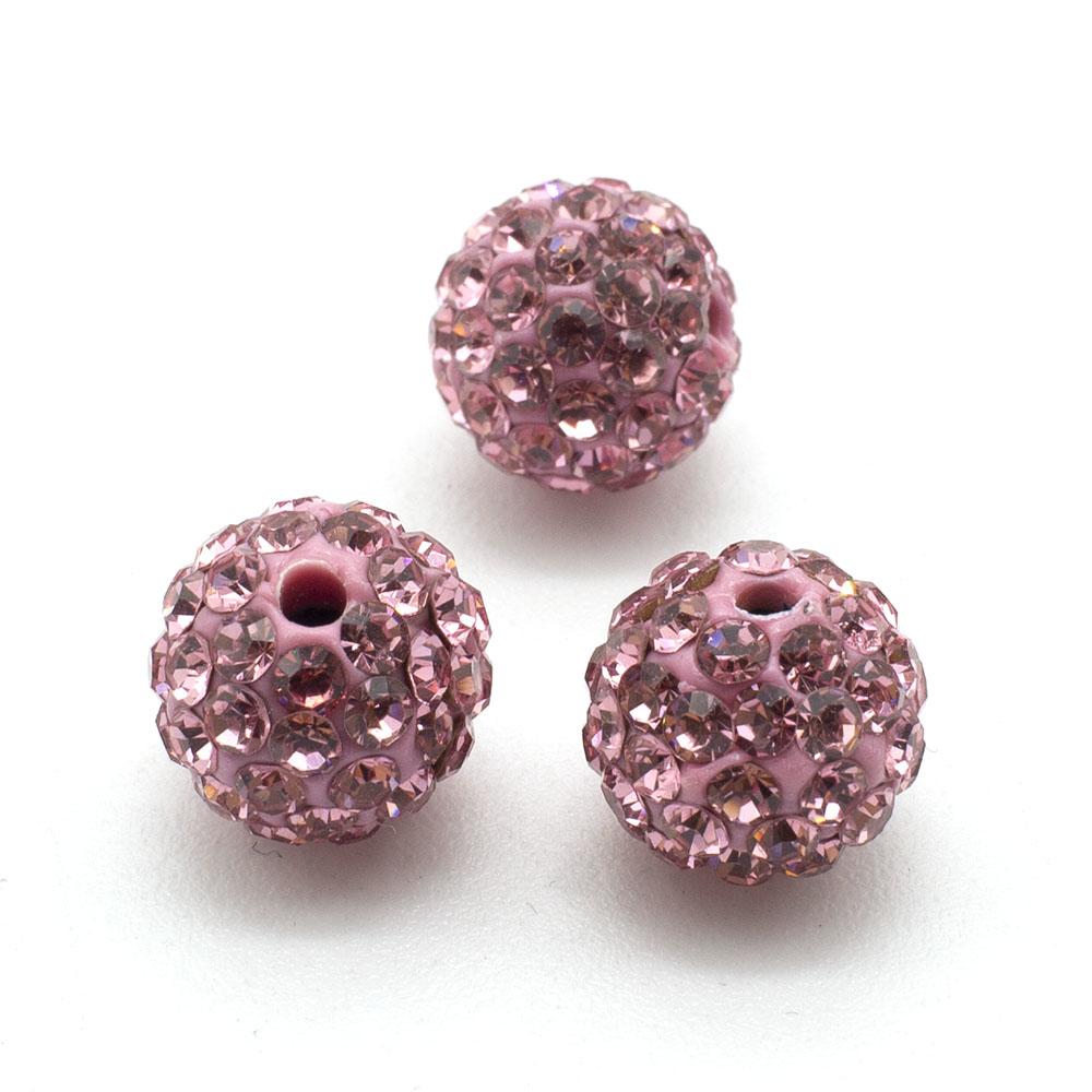 Shamballa Bead 10mm Round - Pink 1pc