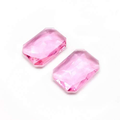 Glass Pink Large Rectangle 27x19mm
