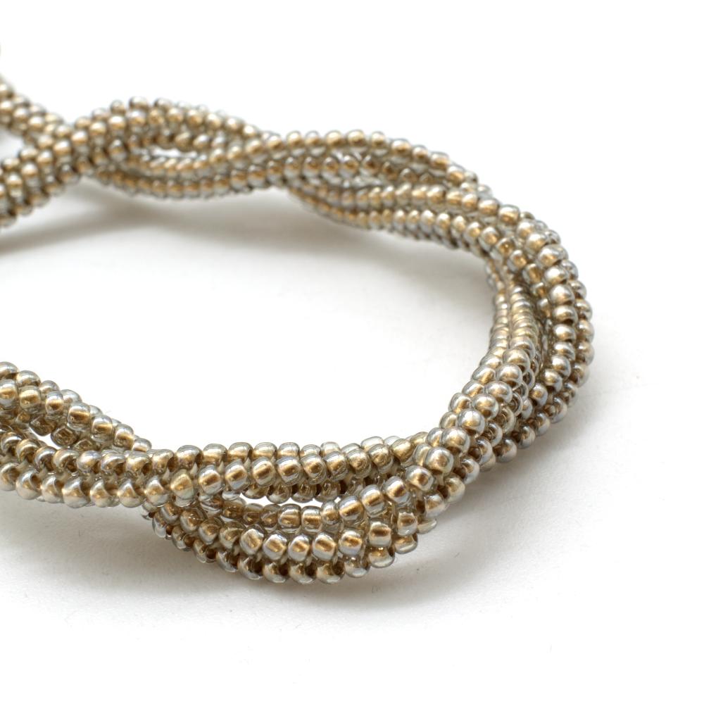 Herringbone Seed Bead Necklace - Gold Black Diamond
