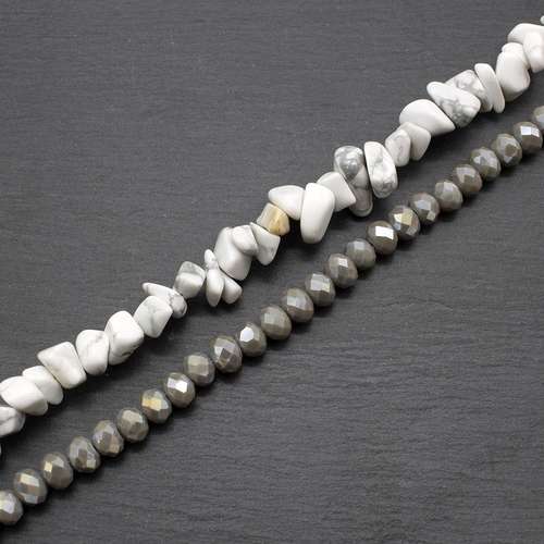 Semi Precious Charm bracelet white howlite bracelet making kit — DIY set with beads and instructions for creating handmade jewelry