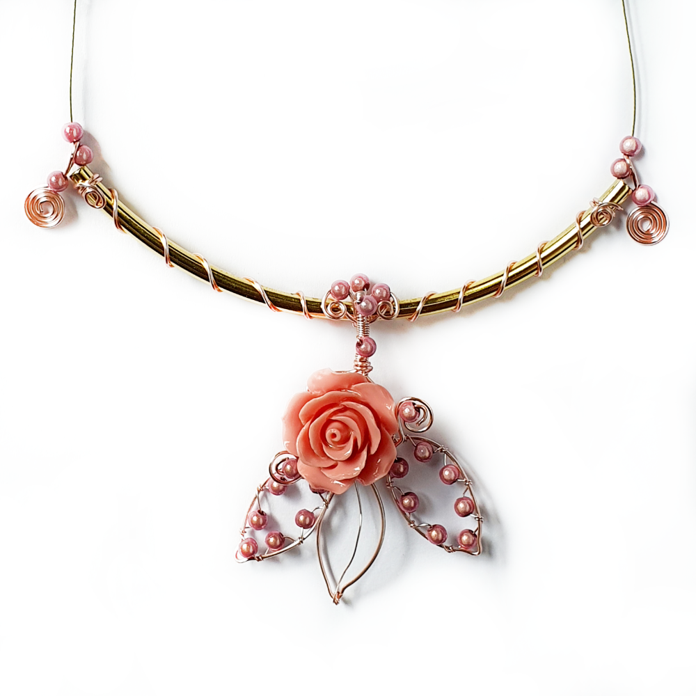 Summer Garden Earrings and Necklace - Rose