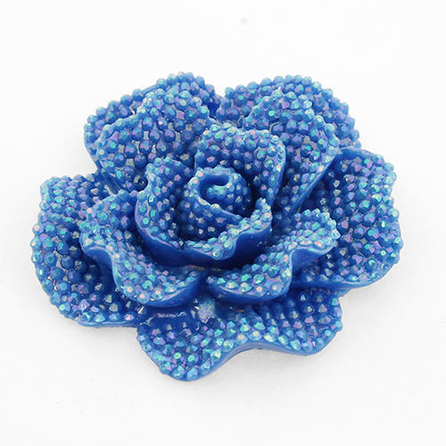Resin Sparkle Rose Flower 42mm - Light Blue