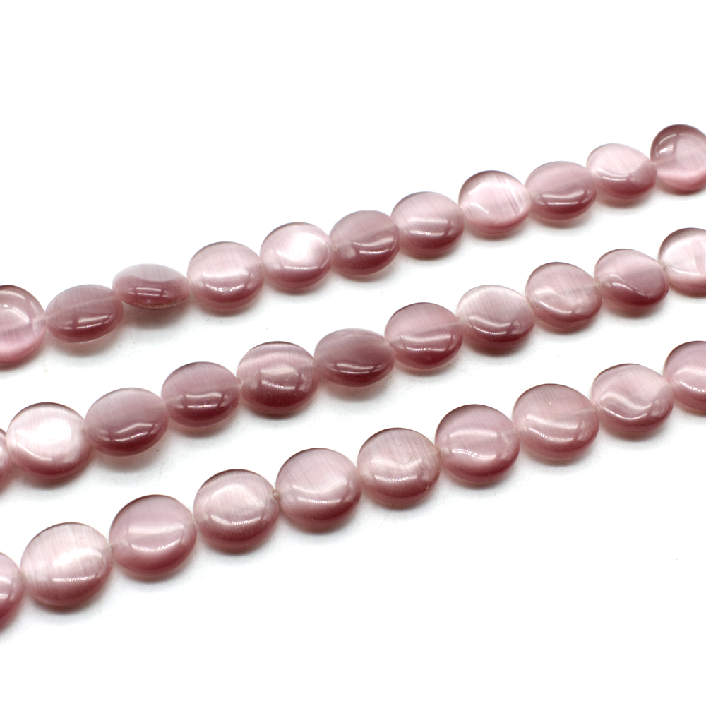 Glass Flat Oval 12mm - Pink Shimmer