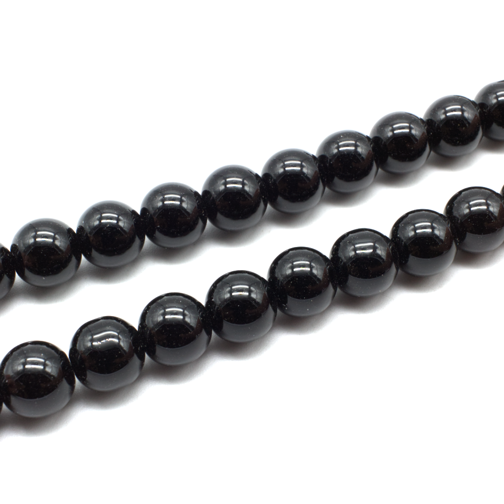 Glass Beads Round 14mm - Black
