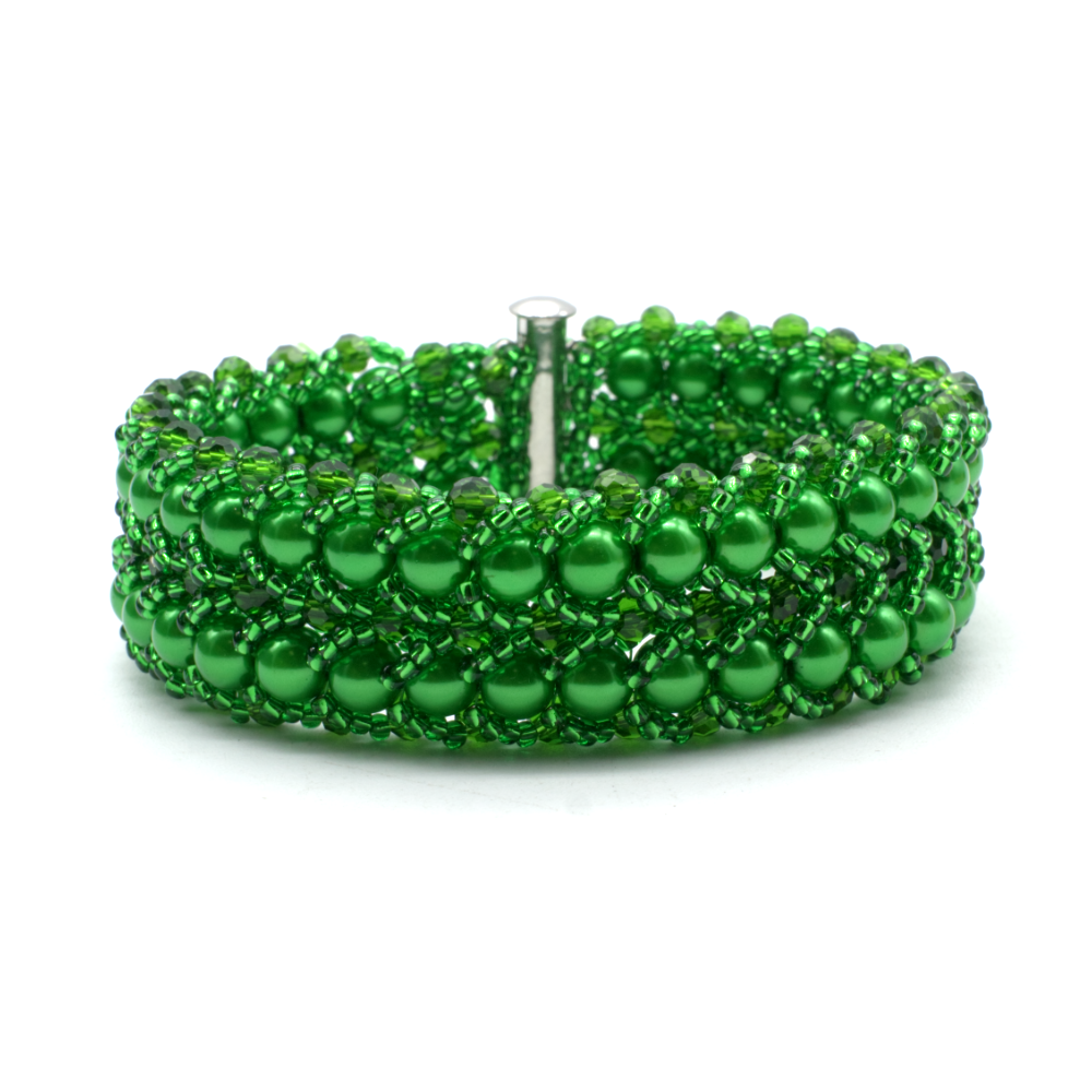 Double Row Flat Spiral Bracelet - Festive Green