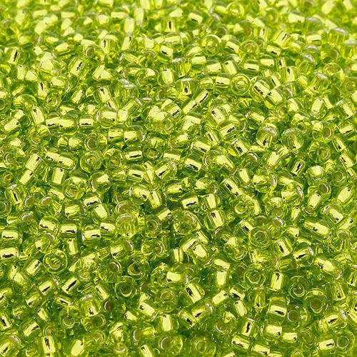 Toho Size 11 Seed Beads 10g - Silver Lined Lime Green