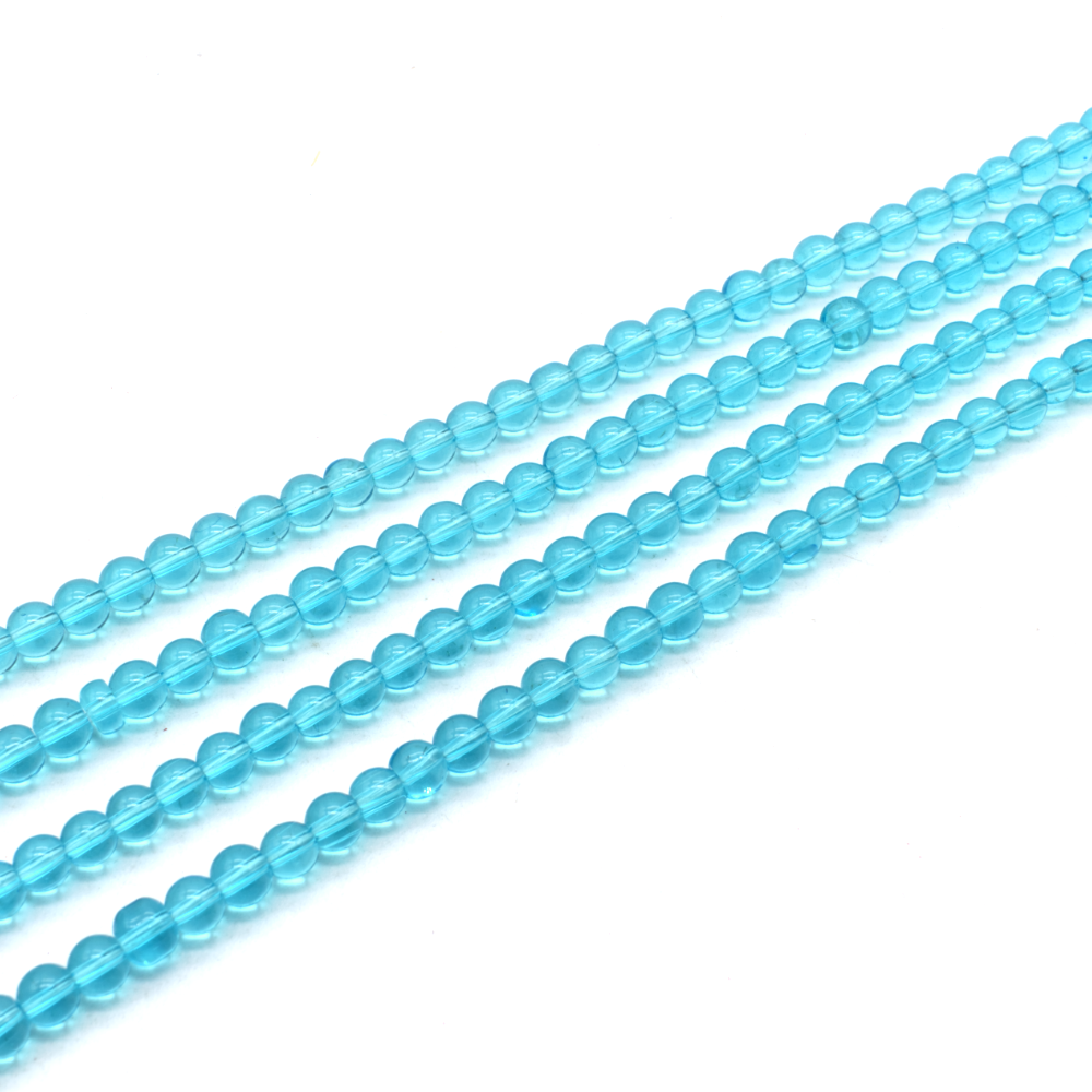 Glass Beads Round 6mm - Cyan