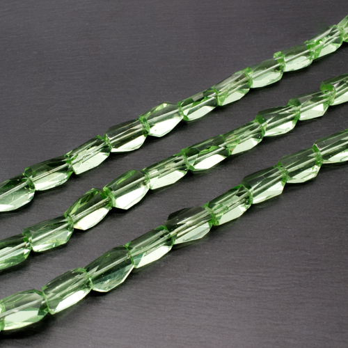 Glass Facet Nugget 14x9mm  - Mint Green
