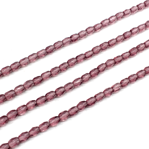 Glass Facet Rice 5x4mm - Purple