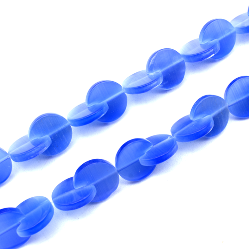 Cats Eye Pacman Beads - Blue 14mm 40pcs