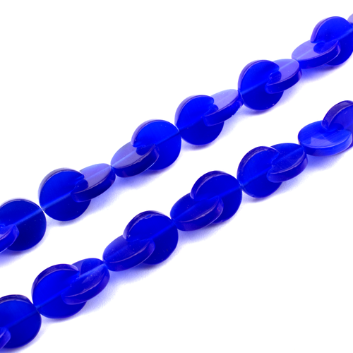 Cats Eye Pacman Beads - Blue 12mm 46pcs