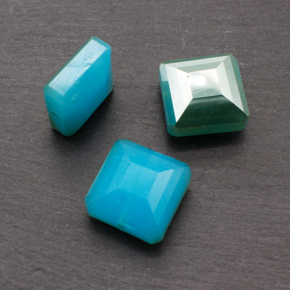 Crystal Square 14mm - Aqua Shimmer 8pcs